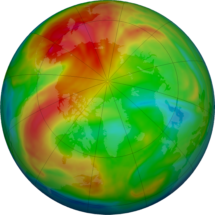Arctic ozone map for 12 January 2024